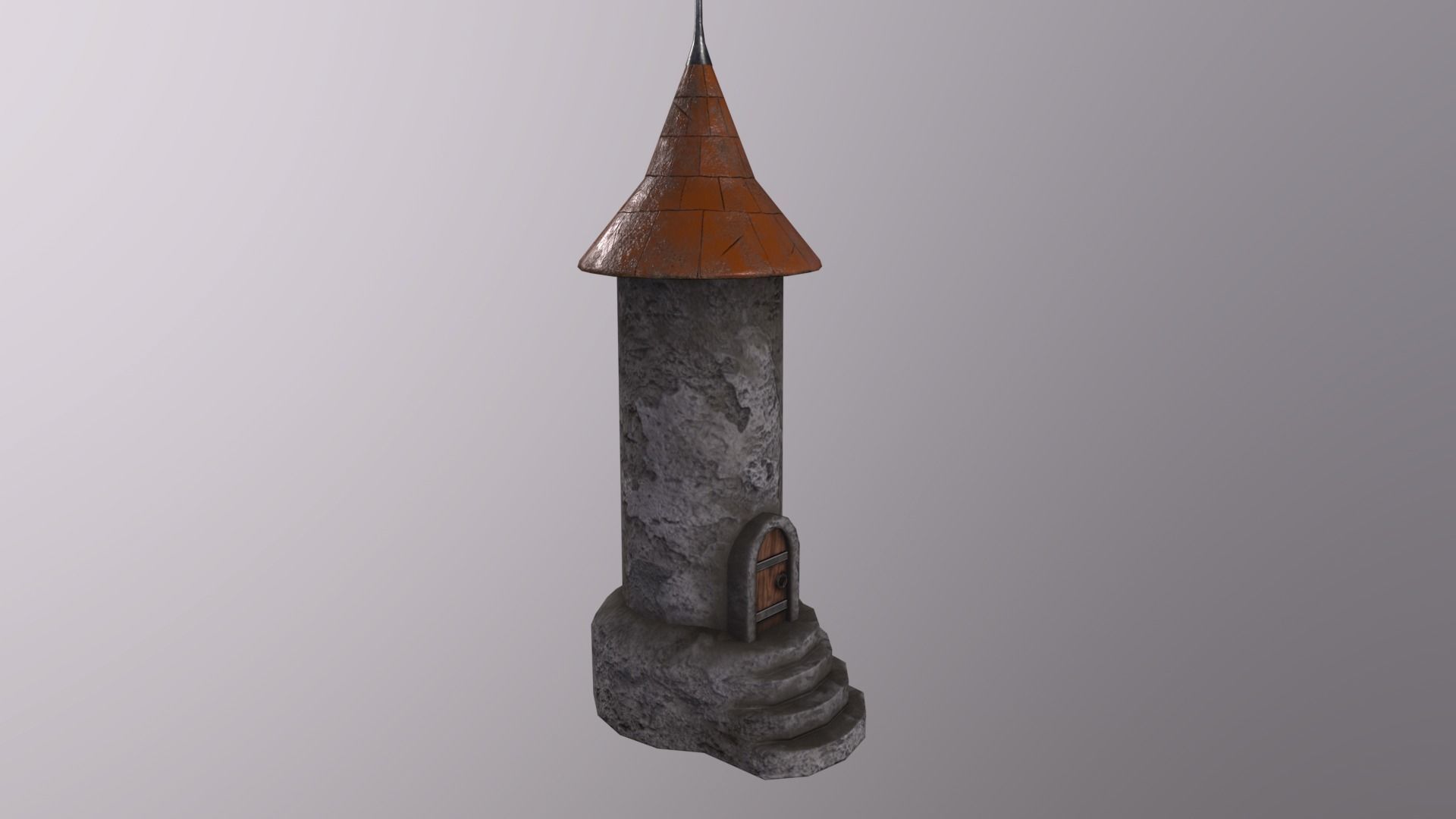 Medieval tower-2 Low-poly 3D model_8