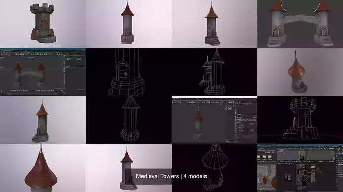 Medieval Towers 3D Model Collection