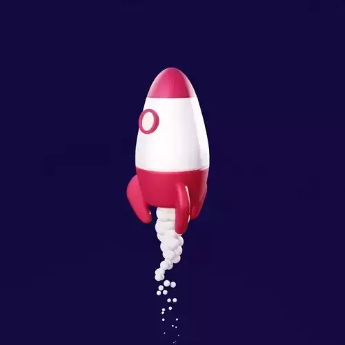 Low Poly 3D Cartoon Rocket Game ready model spaceship