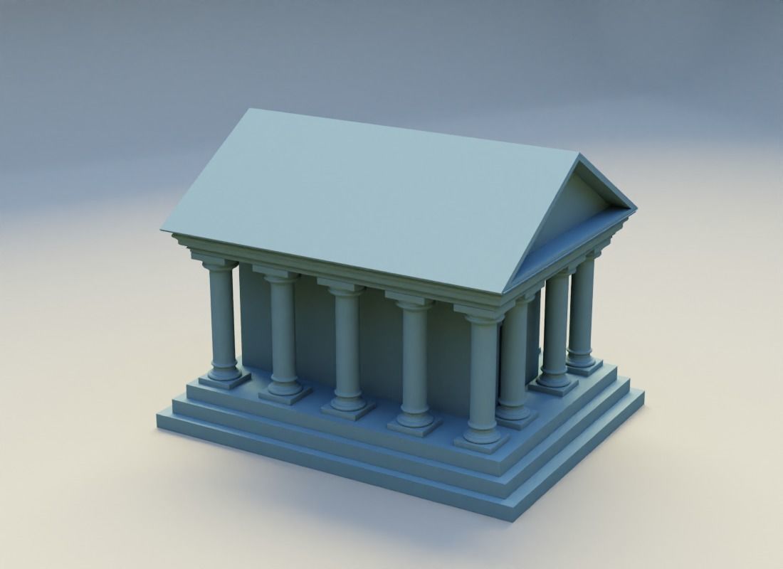 3D Game ready Bank Illustration Cartoon Model Low-poly 3D model_1