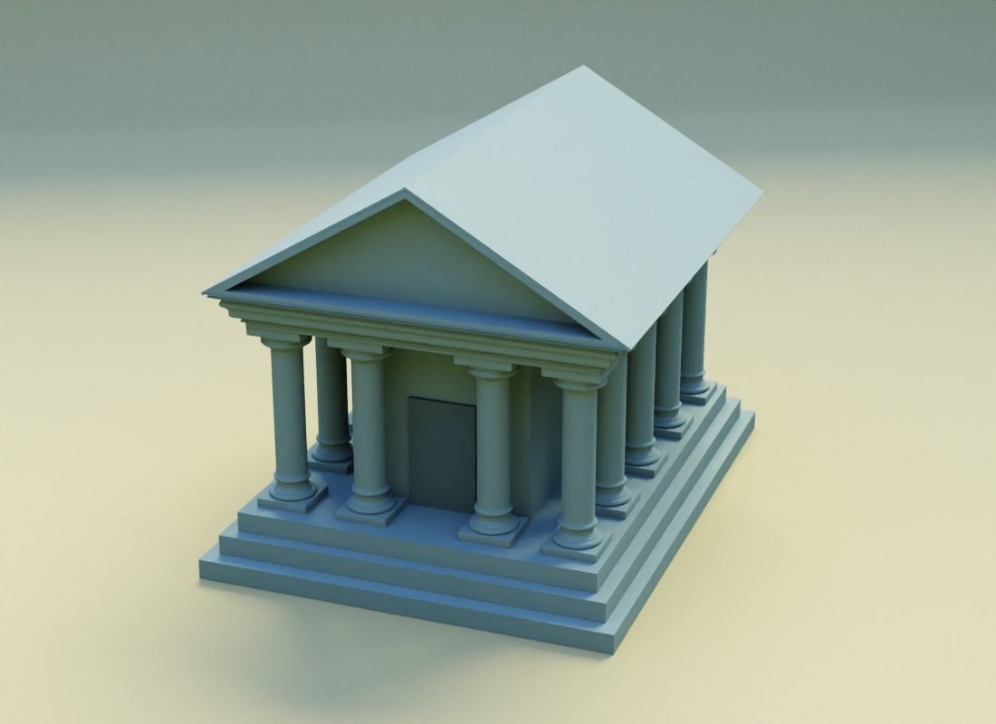 3D Game ready Bank Illustration Cartoon Model Low-poly 3D model_4