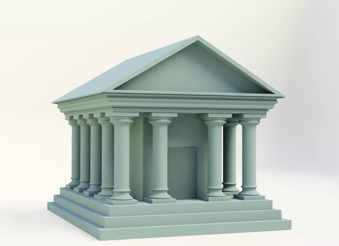 3D Game ready Bank Illustration Cartoon Model Low-poly 3D model_0