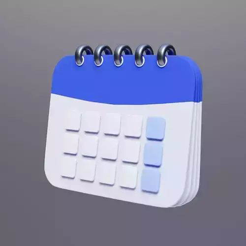 3D Game ready cartoon calendar icon illustration Low-poly 3D model