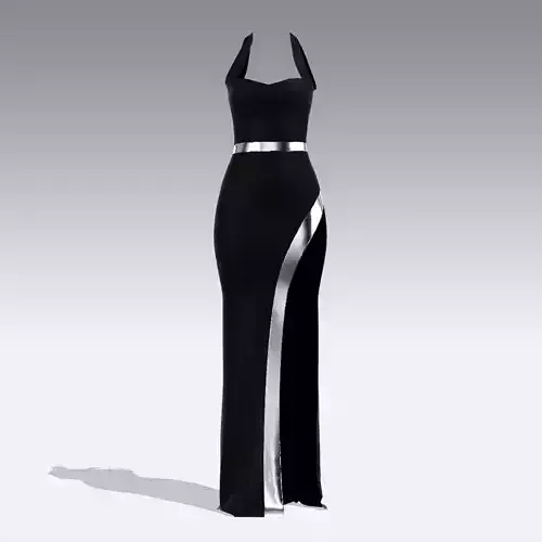 DRESS BLACK AND METALIC DETAIL NECKLINE HEART COLOR 