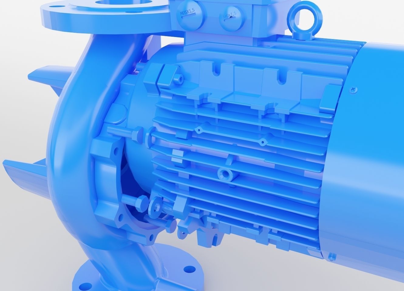 Centrifugal Pump with AC motor 3D model_3
