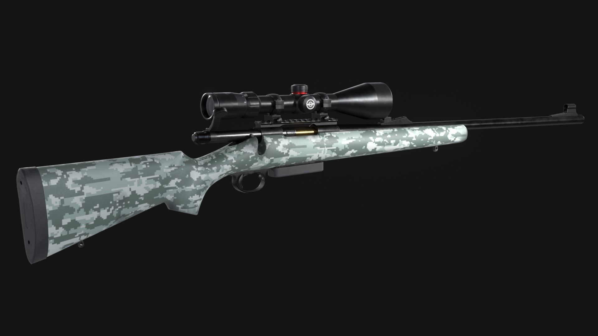 Remington Model 700 BDL Sniper Rifle - Game Asset Low-poly 3D model_7
