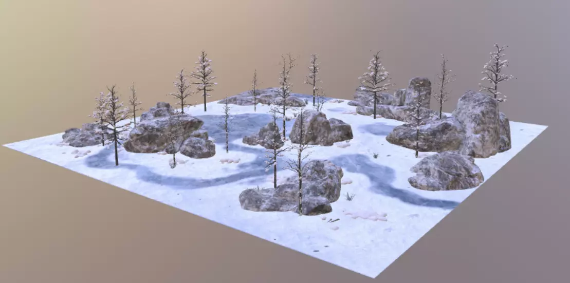 Cenozoic and Winter landscape model 3D model_0