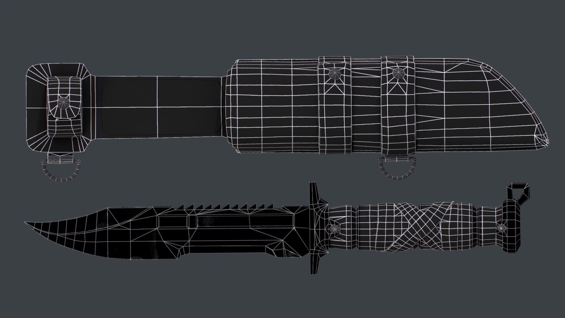 Game ready tactical knife asset Low-poly 3D model_5