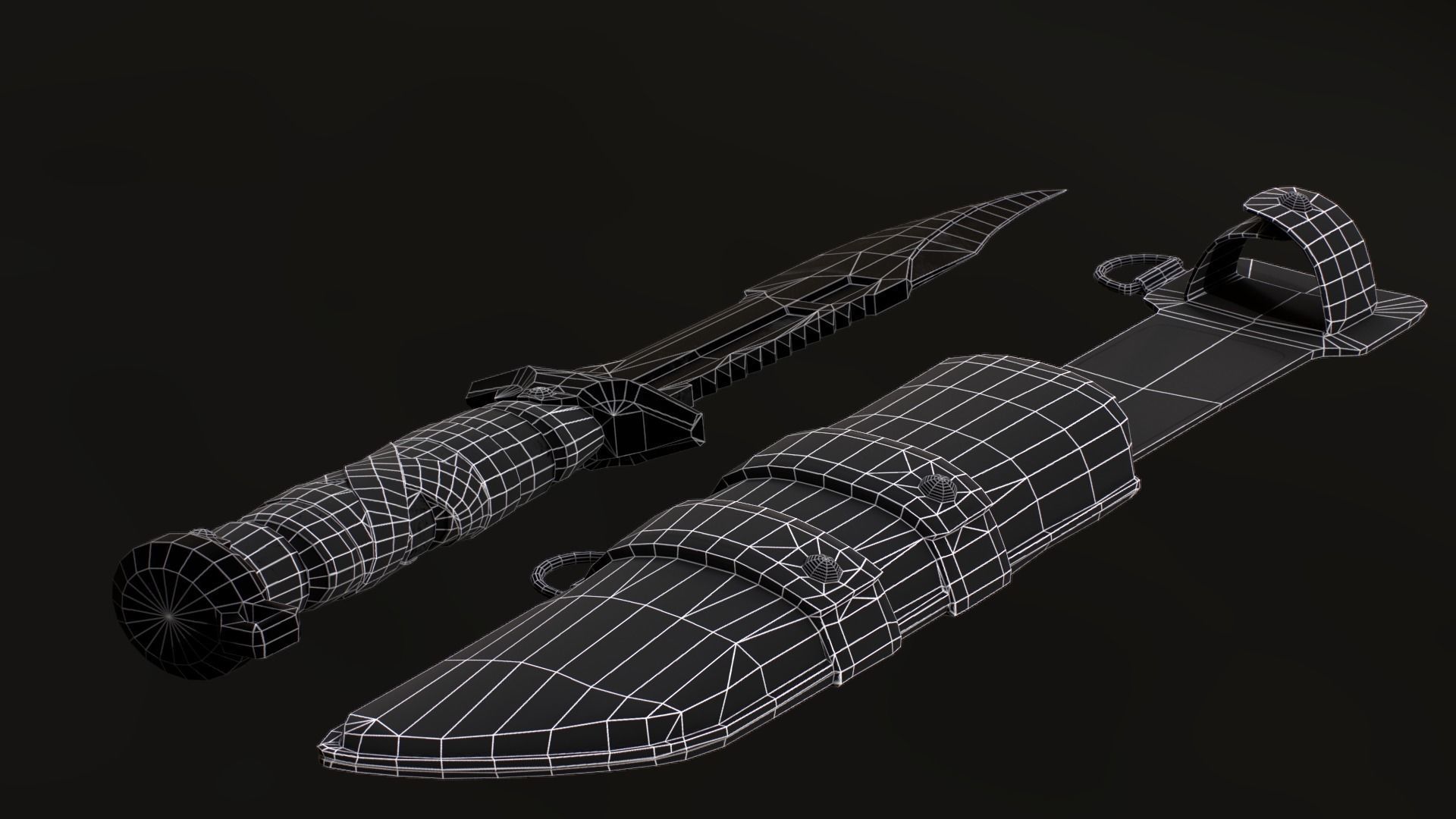 Game ready tactical knife asset Low-poly 3D model_3