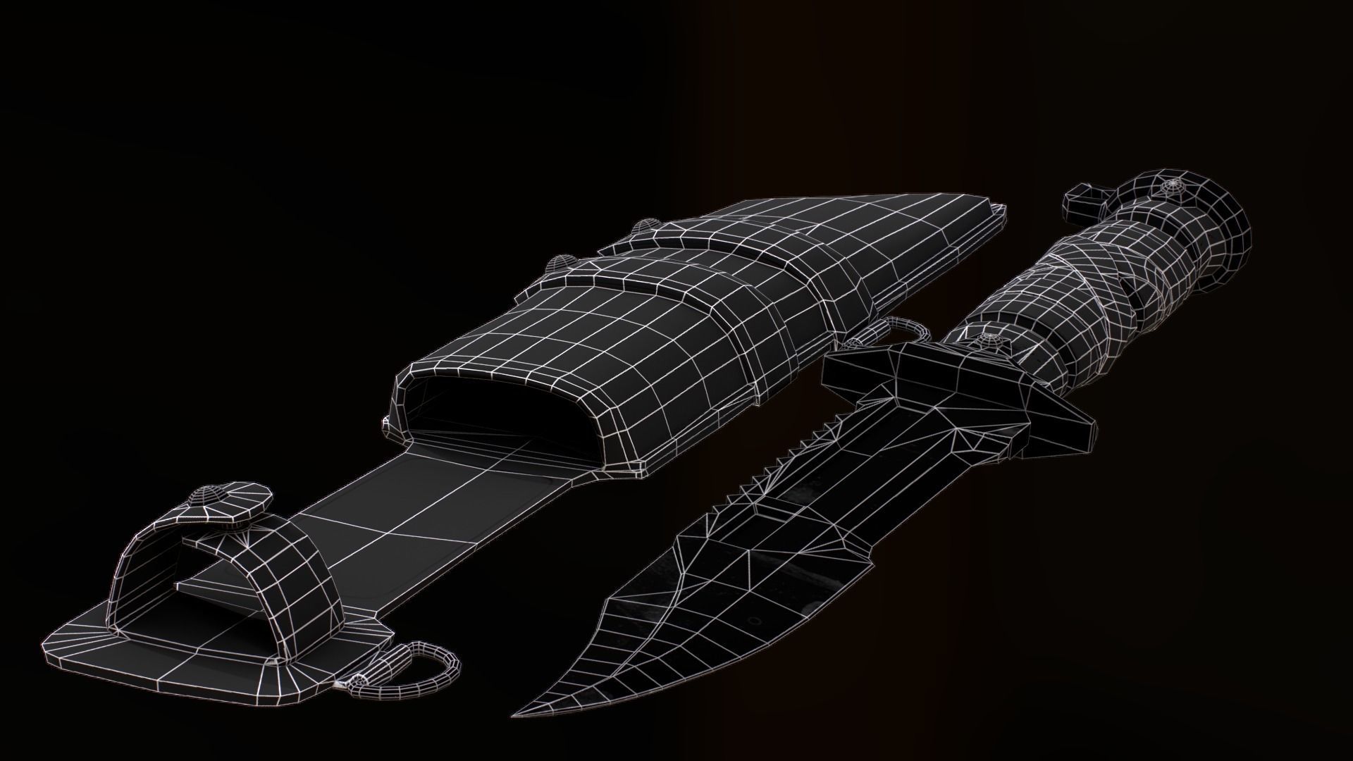 Game ready tactical knife asset Low-poly 3D model_1