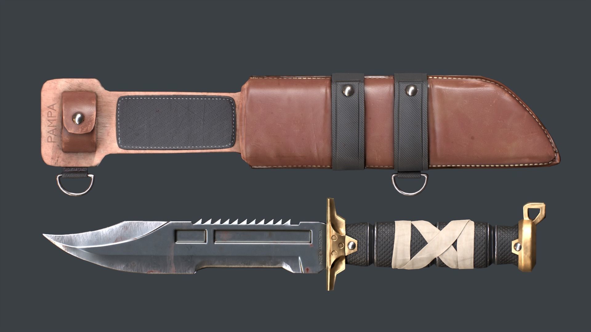 Game ready tactical knife asset Low-poly 3D model_4