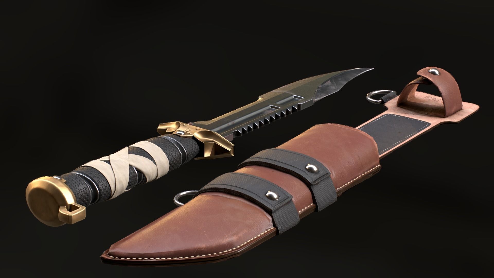 Game ready tactical knife asset Low-poly 3D model_2