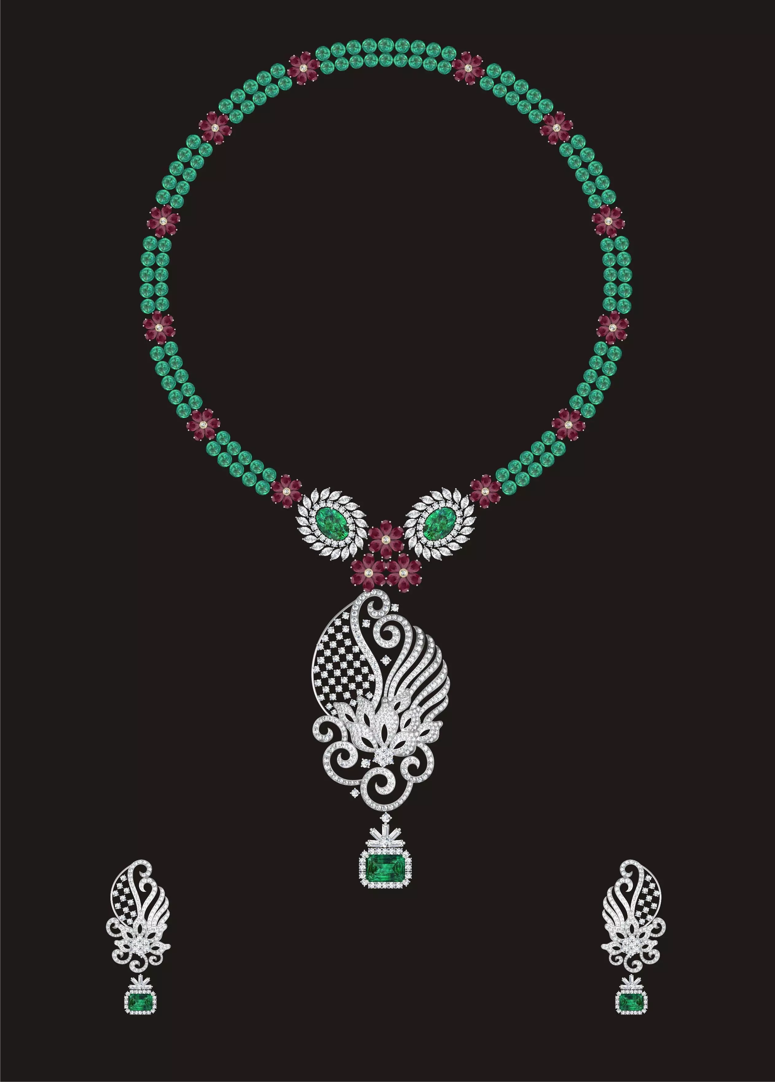 Women Earrings Pendant Set 3D print model