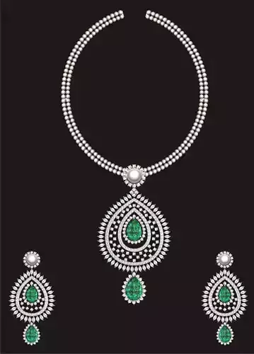 Women Earrings Pendant Set 3D print model