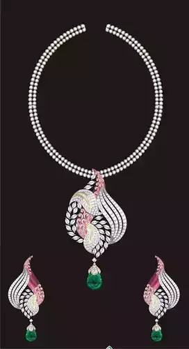 Women Earrings Pendant Set 3D print model