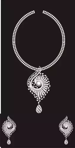 Women Earrings Pendant Set 3D print model