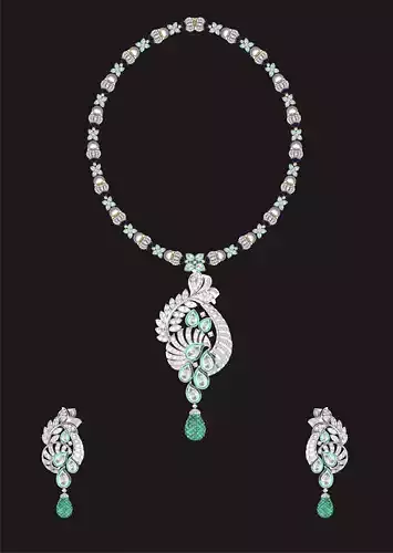 Women Earrings Pendant Set 3D print model
