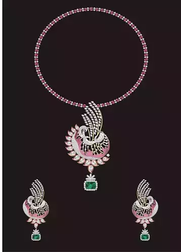 Women Earrings Pendant Set 3D print model