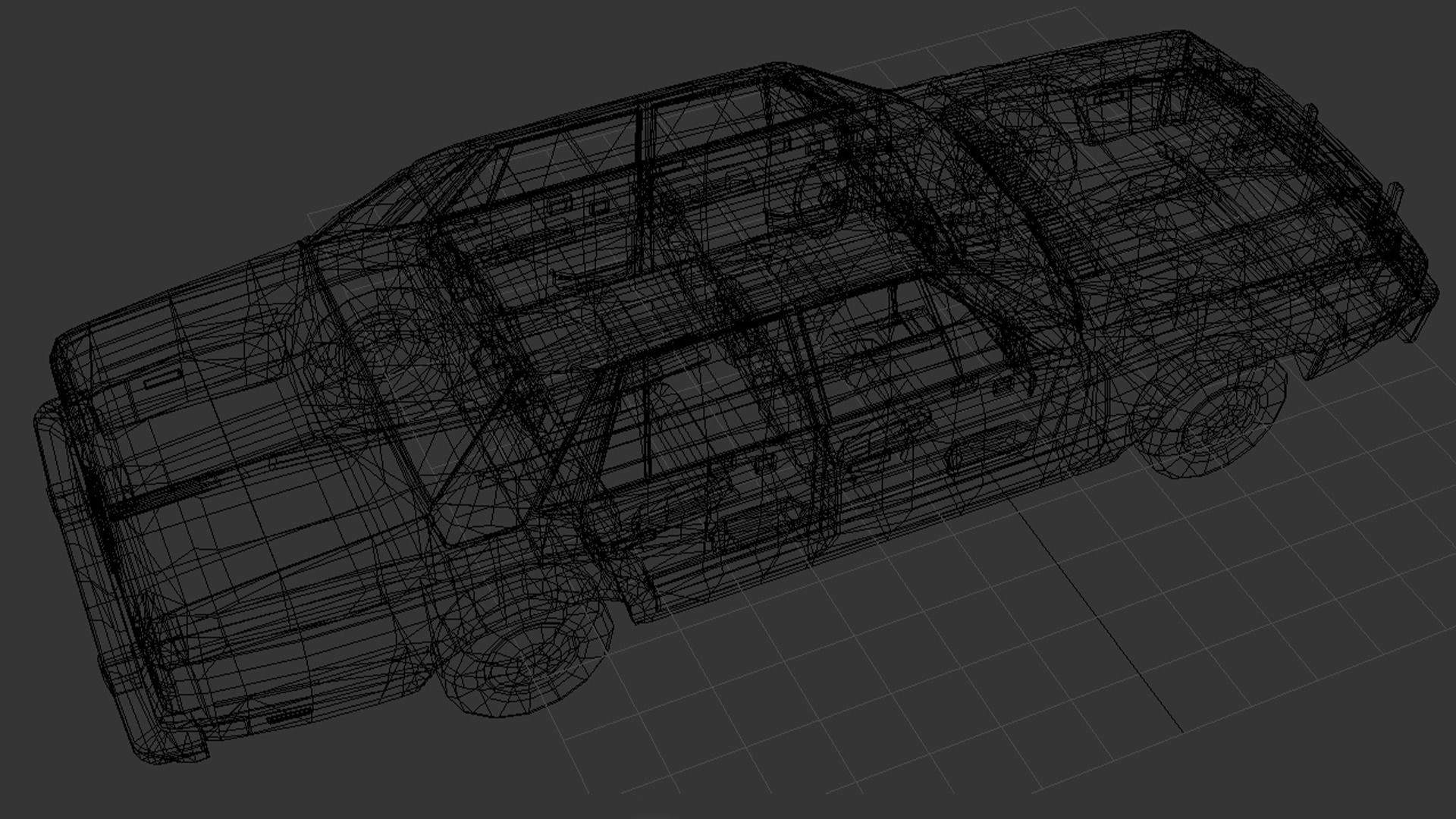 Antique Car Low-poly 3D model_8