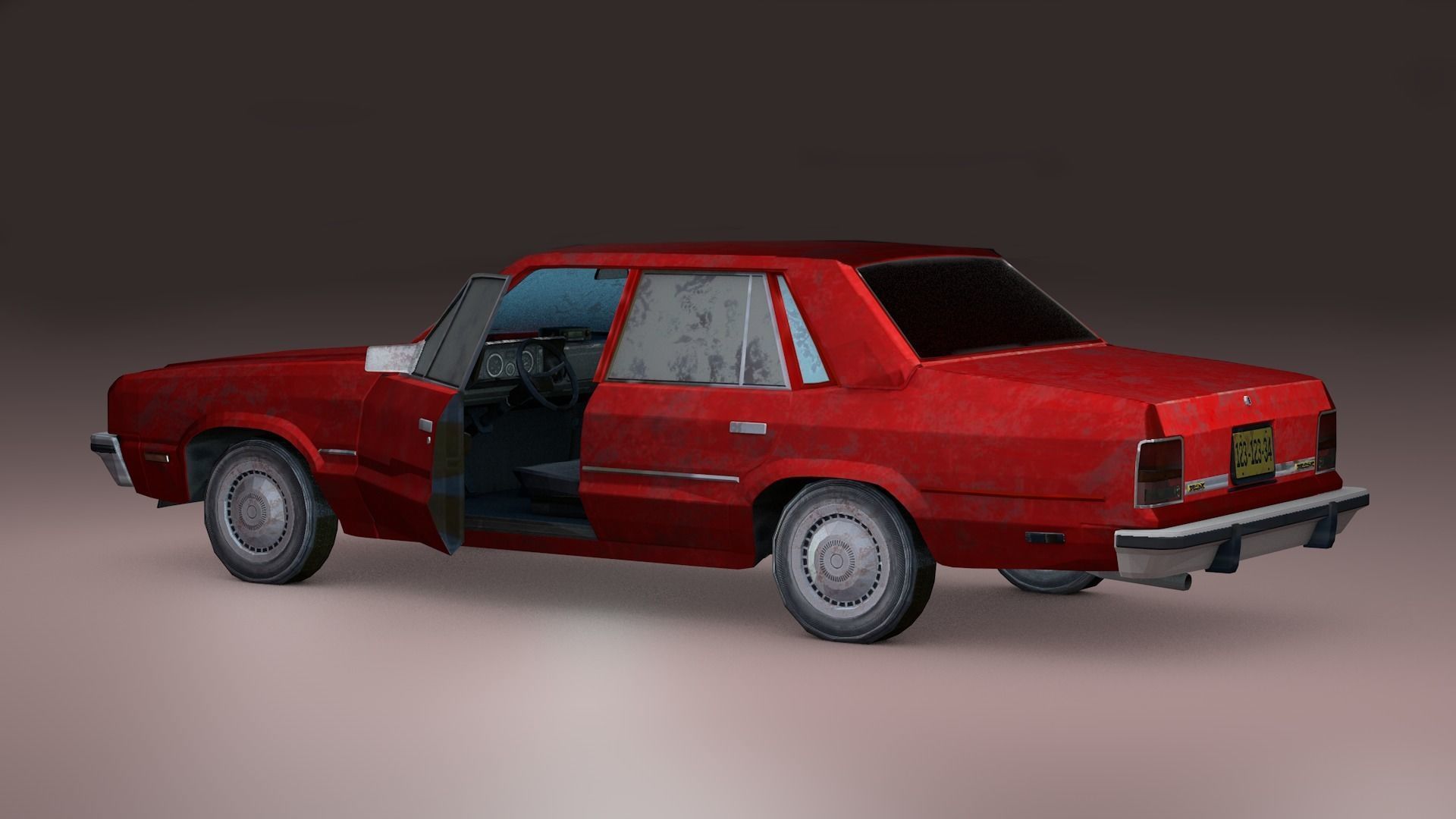 Antique Car Low-poly 3D model_4