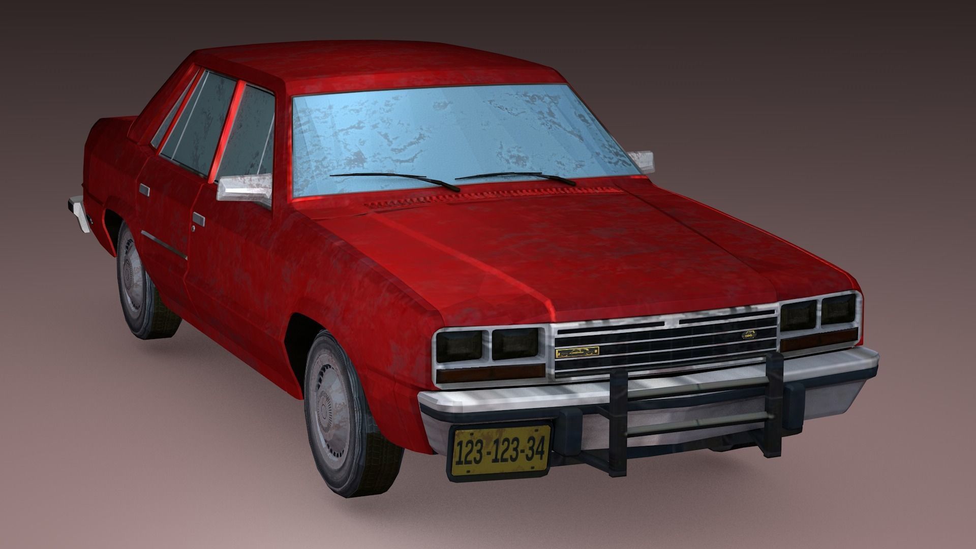 Antique Car Low-poly 3D model_5