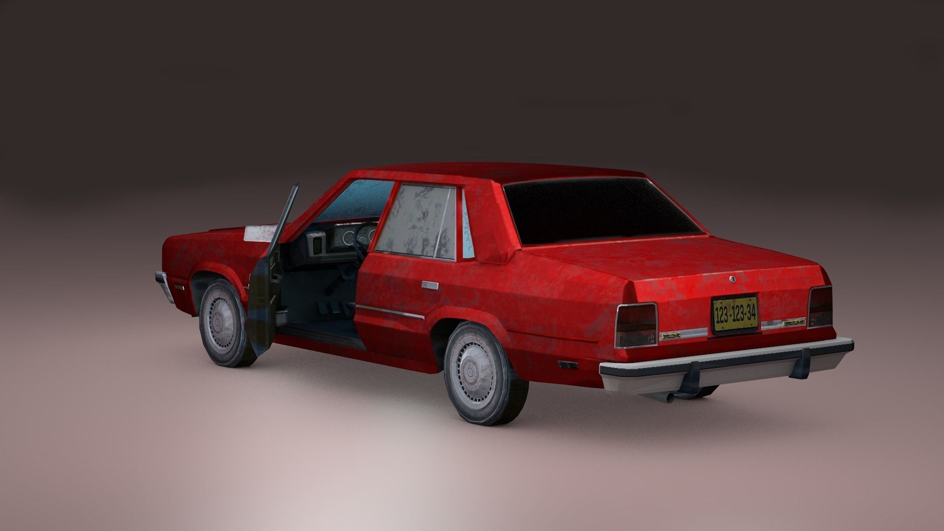 Antique Car Low-poly 3D model_6