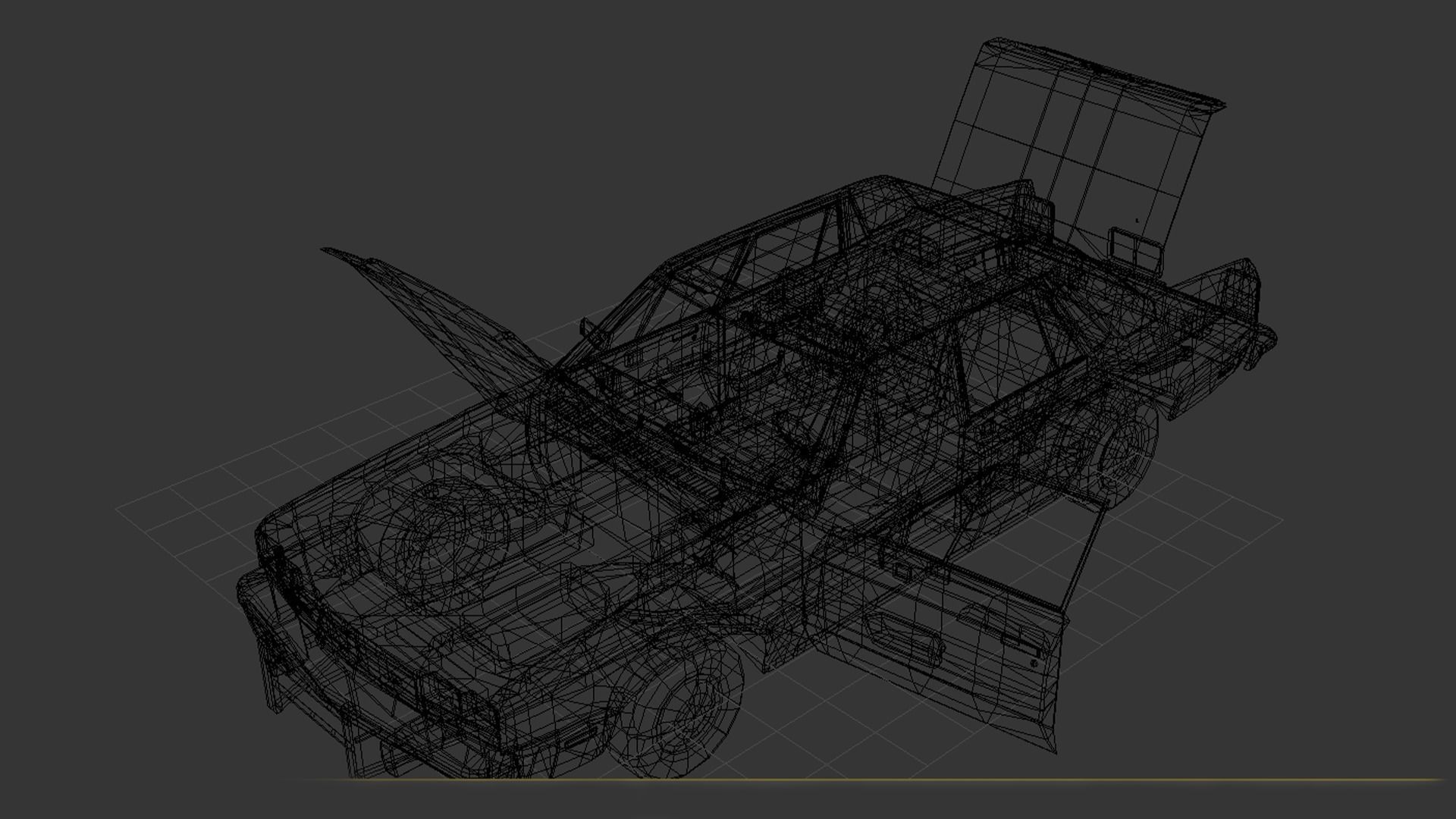 Antique Car Low-poly 3D model_7