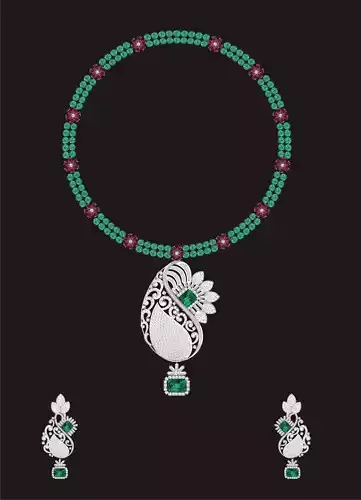Women Earrings Pendant Set 3D print model