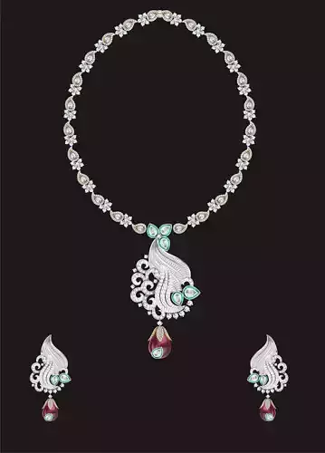 Women Earrings Pendant Set 3D print model