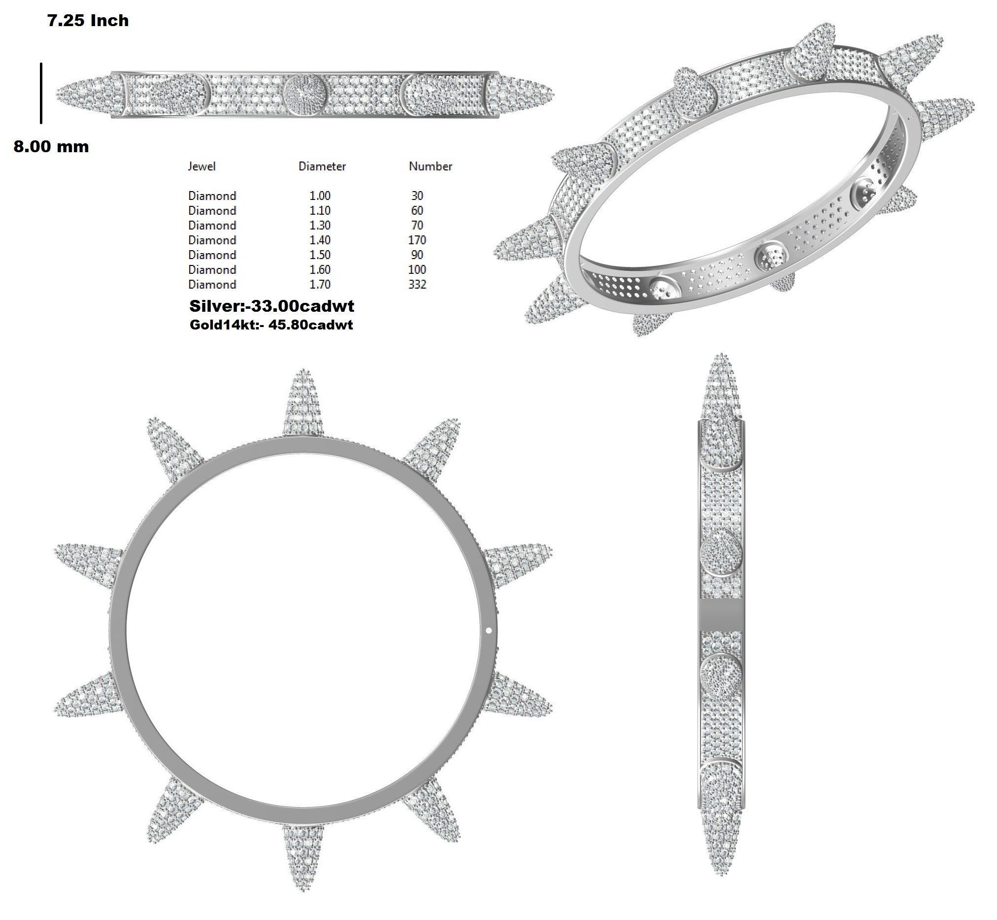 Rivet Stud Bracelets Hip Hop 3D print model_8