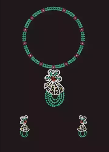 Women Earrings Pendant Set 3D print model