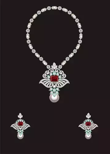 Women Earrings Pendant Set 3D print model