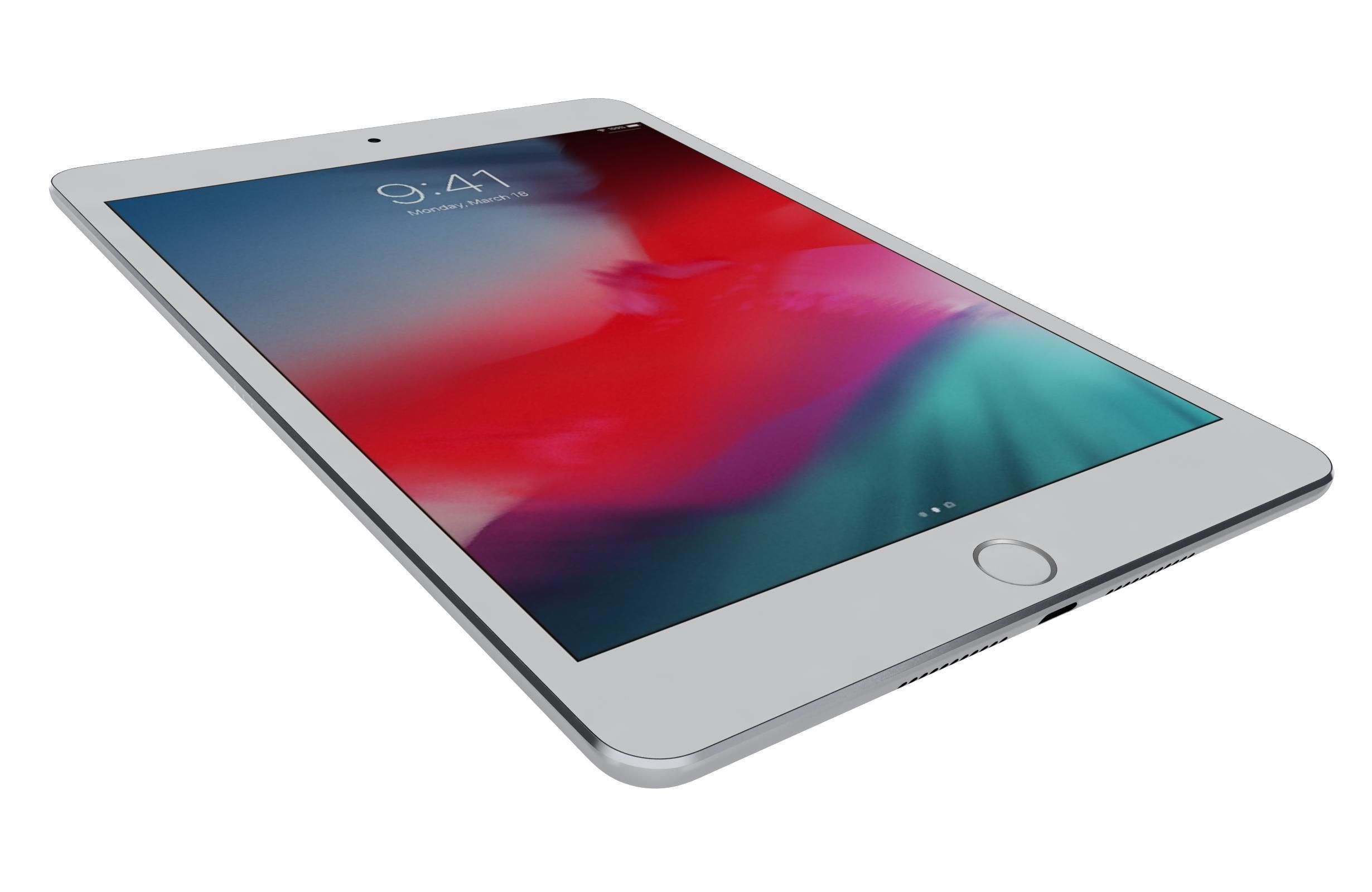 Apple iPad mini 5 iPad mini 5th Gen Silver 3D model_12