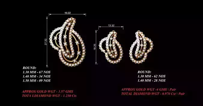 Women Pendants Earrings Set