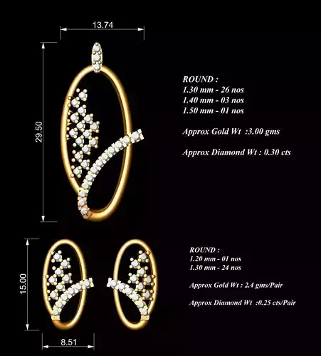 Women Pendants Earrings Set