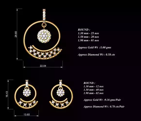 Women Pendants Earrings Set