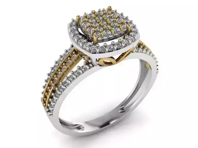 RING 5 diamond engagement gold and gold