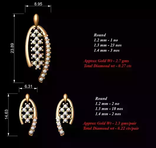 Women Pendants Earrings Set