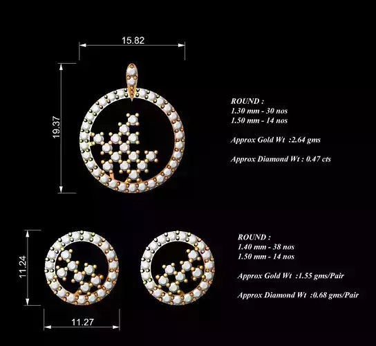 Women Pendants Earrings Set