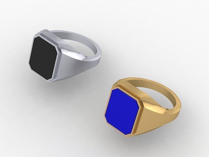 octagonal signet with onyx 3D print model