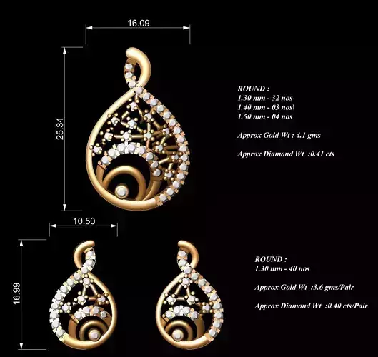 Women Pendants Earrings Set