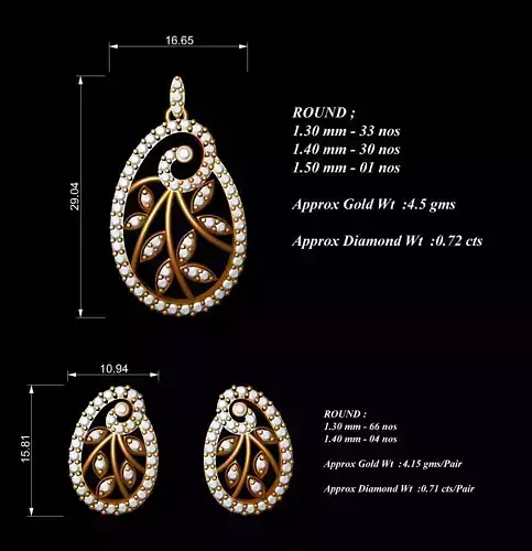 Women Pendants Earrings Set