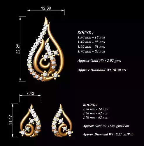 Women Pendants Earrings Set