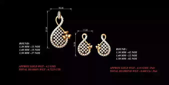 Women Pendants Earrings Set