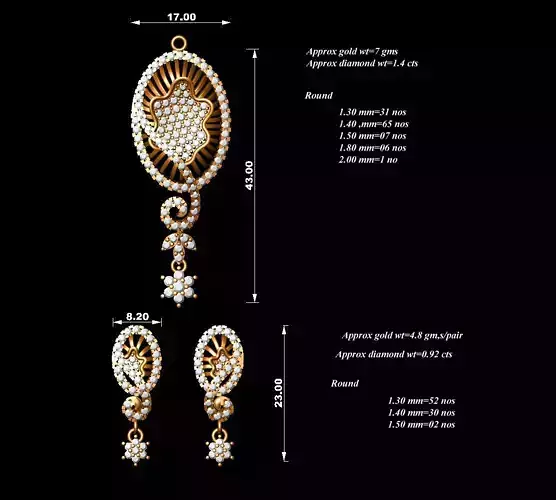 Women Pendants Earrings Set