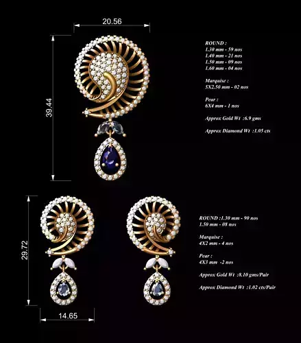 Women Pendants Earrings Set