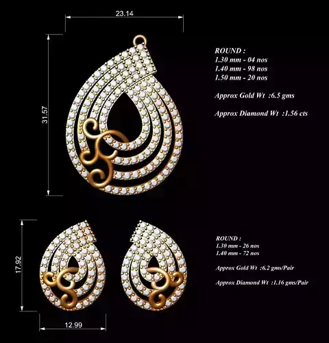 Women Pendants Earrings Set
