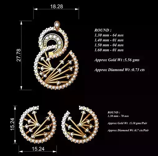 Women Pendants Earrings Set