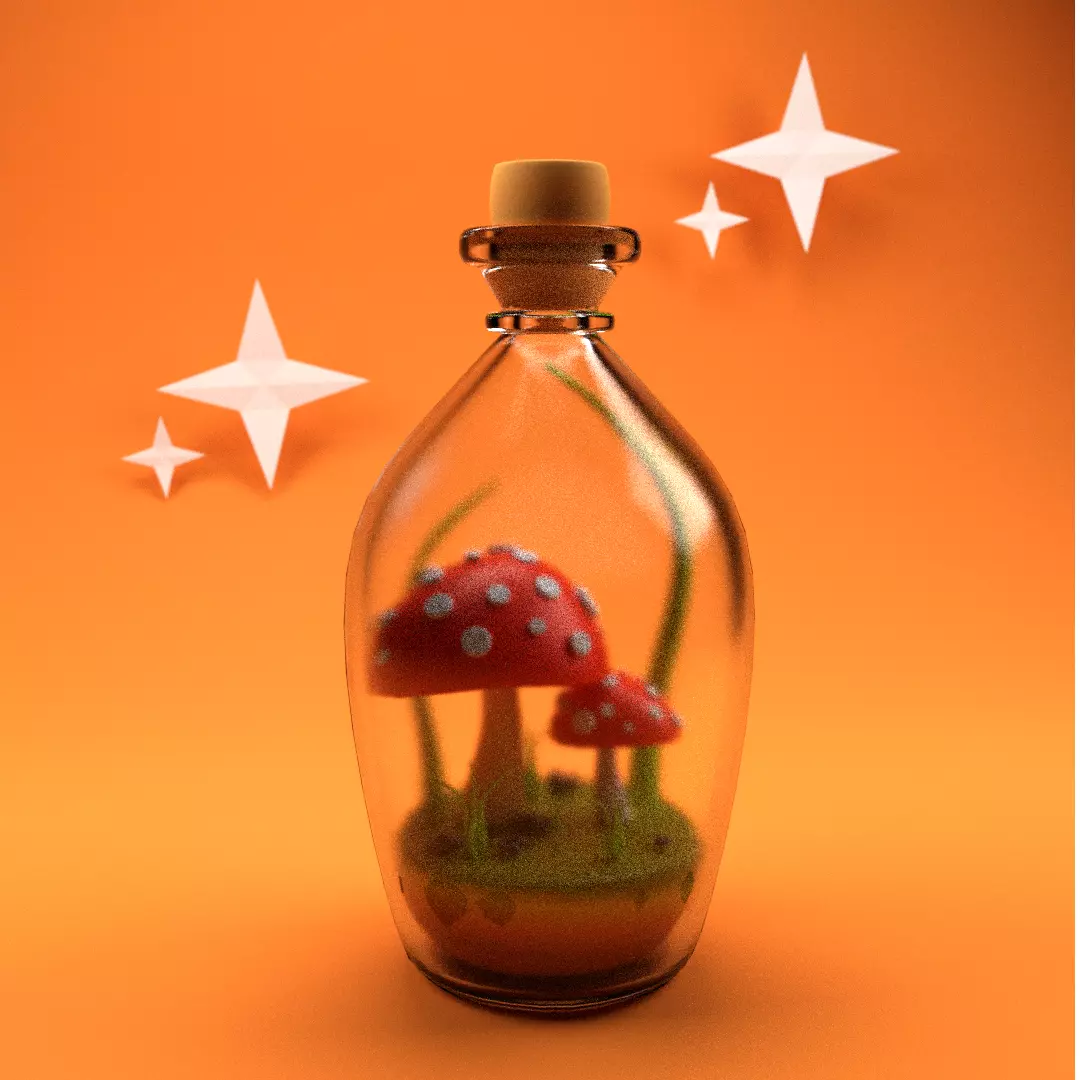 masroom in bottal  3D model_0