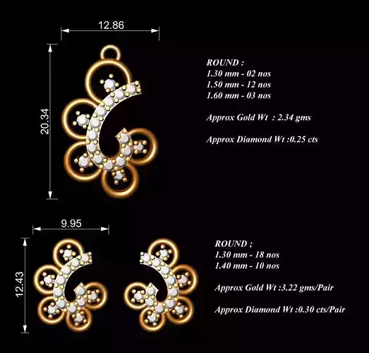 Women Pendants Earrings Set